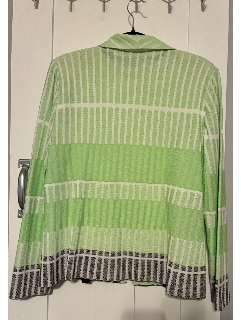 Ming Wang 2-Piece Set Green White Striped Jacket Blazer & Tank Top Size L / M - Picture 3 of 6
